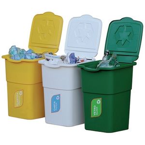 Juego de 3 contenedores de basura para separación de residuos con tapas y etiquetas - Product Image 1