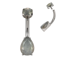 GZN Newest ASTM F136 Titanium Prong Set Pear Shape Natural Stone Summer Belly Button Navel Ring