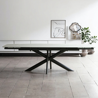 Ensemble de table à manger extensible moderne de luxe léger, meubles de maison pliables, fabrication artisanale, pieds en métal, plateau en verre trempé