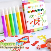 Stylos de dessin 3D pour enfants DIY Bubble Popcorn, kit de marqueurs de peinture, ensemble de stylos de peinture gonflante magique pour enfants, fournitures d'art lavables