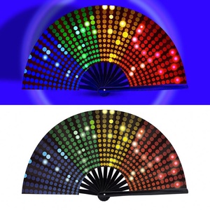 Grand ventilateur à main pliant en bambou réfléchissant UV populaire - Product Image 3