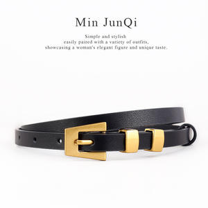 Cinturón de Cuero Genuino, Piel de Vaca, Hebilla Rectangular de Aleación, Duradero, Casual, Elegante, para el Día a Día, Tiyo ABB0187, 2.0cm, Bordado, Negro, Marrón - Product Image 4