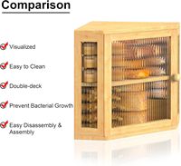 Boîte à pain d'angle extra-large à double couche en bambou naturel pour comptoir de cuisine, avec hauteur réglable pour le rangement des aliments