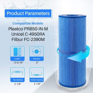Cartouche filtrante pour piscine Berman Filter 5 po x 13 5/16 po pour Pleatco PRB50 Unicel C4950RA Filbur FC2390M Spa Piscine - Product Image 1