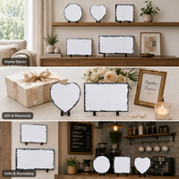 Grande plaque rectangulaire en ardoise vierge pour sublimation, impression d'images, gravure DIY, transfert photo, support de présentation sur chevalet en pierre