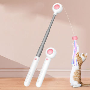 Jouet interactif écologique pour animaux de compagnie – Bâton à plumes et pompon extensible coloré et moderne pour chatons - Product Image 5