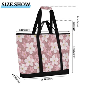Hawaiian Insulated Cooler Bag Custom Cherry Flower Print Thermal Grocery Tote Bag Picnic Insulated Lunch Bag for Women - Product Image 3