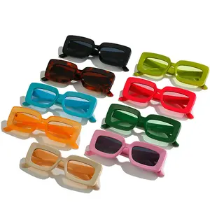 대량 작은 사각형 선글라스 레트로 컬러 캔디 젤리 여성 고품질 태양 안경 사각형 안경 음영
