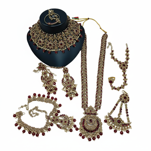 Ensemble de bijoux de mariée en pierre et perles autrichiennes classiques avec design en couches parfait pour les mariées pour les cérémonies de mariage - Product Image 2