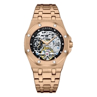 Montre mécanique automatique pour homme, bracelet en acier inoxydable lumineux, mouvement Shanghai, étanche, analogique, vente en gros