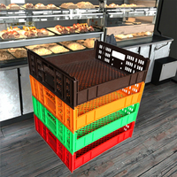 Bacs de rangement empilables de qualité alimentaire pour boulangerie, paniers en plastique ventilés en maille, capacité de 15 kg, 690x445x180mm