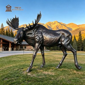 Statua di <span class=keywords><strong>Alce</strong></span> in Bronzo a Grandezza Naturale TREVI |   Scultura di <span class=keywords><strong>Alce</strong></span> in Fusione a Cera Persa 200cm per Decorazione di Giardini, Lodge e Ville - Product Image 6