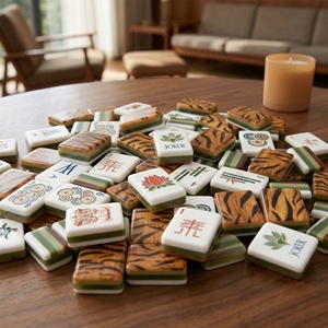 NatuGift Nouveau Set de Mahjong Luxe Léger 4 Couches Anti-Décoloration - Tuiles Acryliques Décoratives Rayées Tigre 160 Pièces Incluant 10 Tuiles <span class=keywords><strong>Joker</strong></span> 6 - Product Image 5