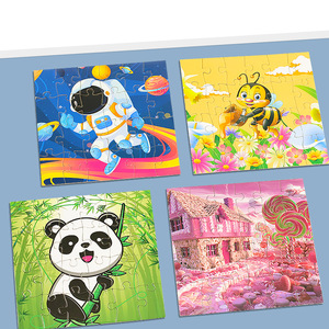 Rompecabezas plano de dibujos animados para niños de 2 a 4 años, juguete educativo con temas de animales, regalo de aprendizaje temprano, forma cuadrada, menos de 50 - Product Image 1