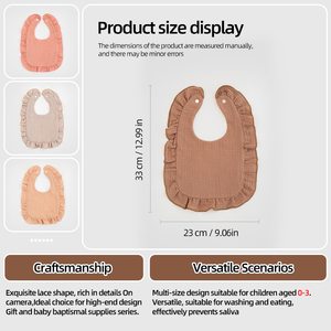 Bib Bayi Muslin Premium 6 Lapis dengan Pinggiran Renda Bunga, 100% Katun Sisir, Bernapas, Cetak dan Label Sesuai Pesanan - Product Image 3