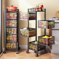 Étagère de rangement à 5 niveaux en métal pour cuisine et salle de bain avec roulettes amovibles, multifonctionnelle pour fruits, légumes et outils