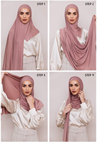 Hijab instantané en jersey extensible de qualité supérieure, foulard en jersey à une boucle, châles hijabs faciles à porter, châle en jersey pour femmes musulmanes, tudung