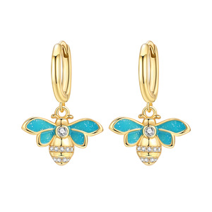 En stock: Pendientes/argollas de cobre blanco con diseño de abeja, diseño original, lujo discreto, nicho, accesorios de alta gama para mujer - Product Image 6