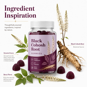 New Style Private Label Black Cohosh Root Extract Natural Herbal Immune Support 500mg Gummies 60 Count 2 Per Serving Adults GMP - Product Image 3