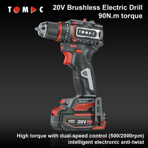 TOMAC 20V Borstelloze Boormachine, 90N.m Hoog Koppel Anti-Twist Veiligheid Accu-gereedschap met 13mm Chuck voor Industrieel gebruik, CE-gecertificeerd - Product Image 1