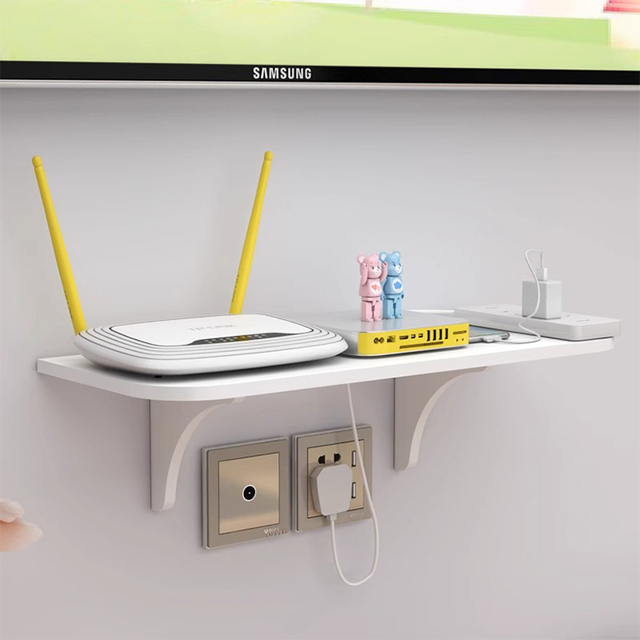 Router Shelf  No-Punch Wall Mounted Living Room Wireless Wifi Storage Box