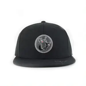 Kustom Logo Hiphop desain Snap Back topi topi kustom hitam datar bordir disesuaikan 6 Panel topi Snapback