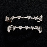 HCG-282 Grillz de Latón, Dientes de Oro de Moda, Venta Directa de Fábrica, Engaste de Circonita Fina, Estilo Casual Diario Urbano, Personalidad Rap