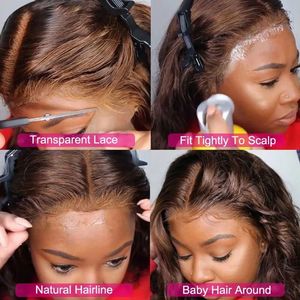 Perruques Lace Front HD 13x6 Body Wave les plus populaires, en cheveux humains, couleur marron miel, pour femmes - Product Image 4
