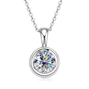Pendentif en argent sterling 925 avec moissanite au design minimaliste et de niche, chaîne de clavicule pour femme, bijoux d'usine en gros transfrontalier - Product Image 6