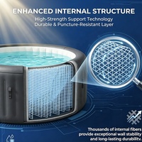 Spa gonflable pour 4 à 6 personnes avec 140 jets d'air massants, bain à remous portable d'extérieur avec éclairage LED