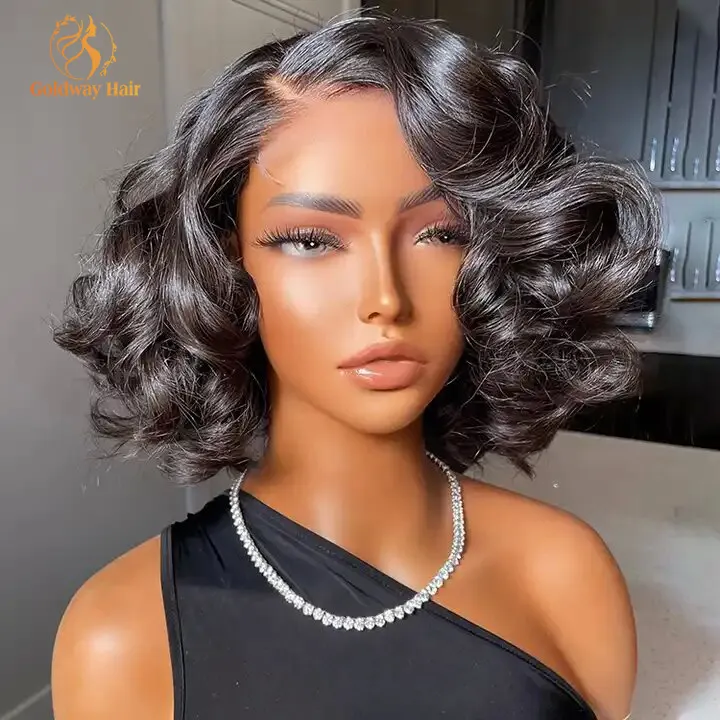 Short Loose Body Wave Lace Front Human Hair Wigs For Black Women Full Hd Frontal Wig Human Hair Ocean Wave Bob Wigs