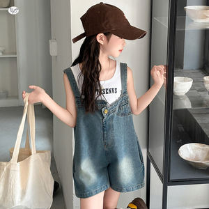 Derniers costumes décontractés populaires d'été pour adolescents <span class=keywords><strong>Gilet</strong></span> et salopette en jean Shorts 2pcs ensembles de vêtements pour filles - Product Image 4