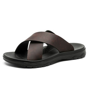 2026 Factory Wholesale Light Weight Casual Slides Slippers High Quality Summer Men's <b>Shoes</b> Outdoor beach <b>soft</b> leather sandals - Product Image 1