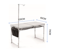 Table pliante de ménage super légère Alu. Pieds réglables en hauteur pour dîner en plein air BBQ Camping Table & Chair Set