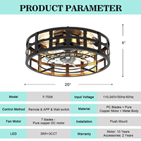 Ventilateur de plafond E26 à commande directe d'usine, 6 vitesses, réversible, télécommande, lumière 3 couleurs, PC, 7 pales, pour salon, chambre, intérieur