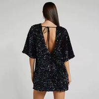 Vêtements personnalisés pour femmes Robes courtes surdimensionnées de luxe pour femmes à col rond et à paillettes pour femmes
