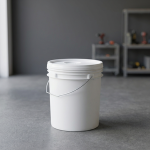 Seau à peinture en plastique blanc de qualité alimentaire de 10 L avec poignée métallique, récipient rond hermétique - Product Image 3