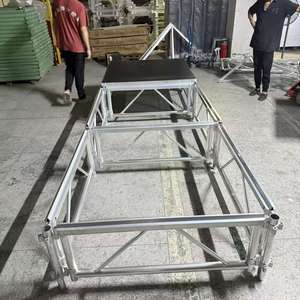 आउटडोर कॉन्सर्ट त्वरित-सेटअप मॉड्यूलर संरचना 1.22 मीटर x 2.44 मीटर एल्यूमीनियम चरण प्लाईवुड और एल्यूमीनियम मिश्र धातु, पहियों के साथ चल रहा है - Product Image 4