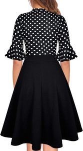 Vestidos de Mujer Vintage Estilo Imperio Antiestáticos de Verano con Estampado Floral, Manga con Volantes, Cuello con Lazo, 95% Poliéster, para Trabajo, Iglesia, Invitadas de <span class=keywords><strong>Boda</strong></span> - Product Image 2