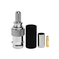 Conector Coaxial RF EZ de 50 Ohmios, Tipo BNC Hembra, con Pin sin Soldadura para RG58 LMR195 .195, Disponible en Stock