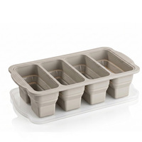Bac à glaçons en silicone pliable et épaissi avec échelle graduée, hermétique, pour la préparation des repas, le contrôle des portions, le congélateur et la conservation des aliments pour bébés
