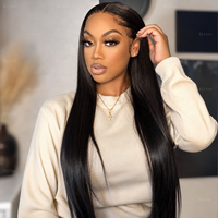 Perruque sans colle Wear Go, cheveux humains vierges vietnamiens, pré-coupée, avec closure HD 9x6, 200% de densité, lisse et dégradée