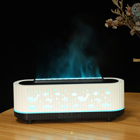 Nouveauté : Humidificateur Purificateur d'Air Ultrasonique à Flamme 3D Rayée, Diffuseur d'Aromathérapie, Capacité 0,5L, Fonction Minuterie, pour Chambre
