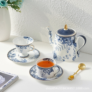 Blue-and-White Flower Vintage French Eco-Friendly Ceramic <b>Tea</b> Cups Porcelain <b>Bone</b> <b>China</b> Cup Saucer <b>Set</b> European Wedding Coffee - Product Image 3