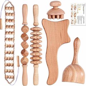 Wood Therapy Roller <b>Massage</b> Brush <b>Tool</b> Handheld Cellulite Trigger Point Stick Lymphatic Drainage Anti Cellulite Muscle Release - Product Image 1