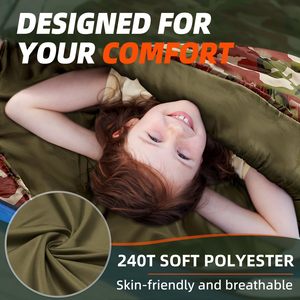حقيبة نوم خفيفة الوزن مموهة مقاومة للماء بغطاء رأس بتصميم مخصص - Product Image 4