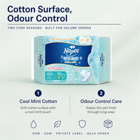 Serviette hygiénique Napee Miss Cool en coton avec ailettes, contrôle des odeurs, 240 mm, super absorption, protection anti-fuites, OEM ODM