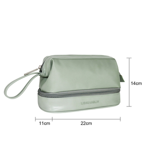 Green Senrong Luxury Vintage Eco-friendly Fashion Large Capacity PU Leather Travel Makeup <b>Pouch</b> Zipper Closure Organizer - Product Image 2