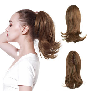Extensions de cheveux synthétiques à cordon de serrage de 14 pouces, style queue de cheval avec filet de maintien arrière, pour une coiffure tendance - Product Image 2