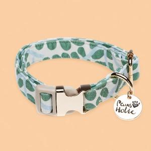 Collier pour chien de petite race, taille XS, élégant, moderne, confortable, durable, en coton, imprimé menthe, style luxueux, personnalisé - Product Image 1